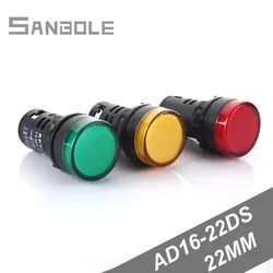 10pcs 22mm indicatore luminoso 12V 24V 110V 220V 380V montaggio a pannello LED Power Pilot Signal Light Lamp AD16-22DS