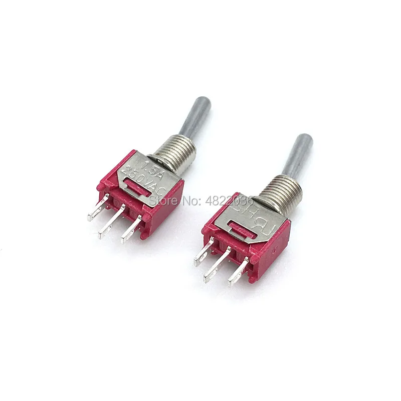 5pcs SH TS-4 3Pins 5mm Mini Red Toggle Switch Maintained 3 Pins 2 Positions ON-ON SPDT Panel Mount