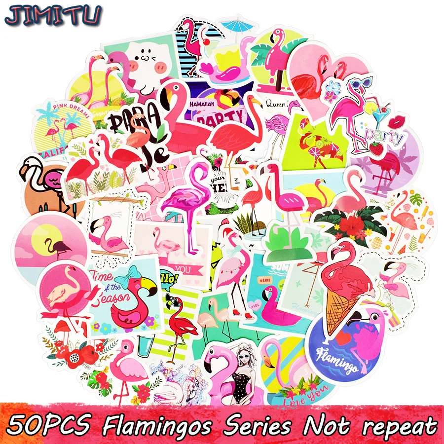 

50 PCS Flamingos Sticker Cute Anime Dream Creative Decal Stickers for Children DIY Laptop Suitcase Bike Luggage Guitar Stickers