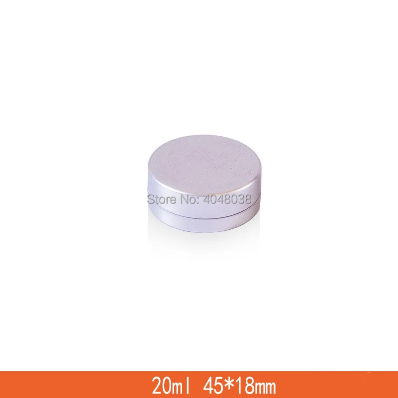 Aluminum Pot Lip Gloss Refillable Container Dia 45mm Cosmetic Compact Lipgloss Storage Box 20ML Silver Grease Metal Packing Box