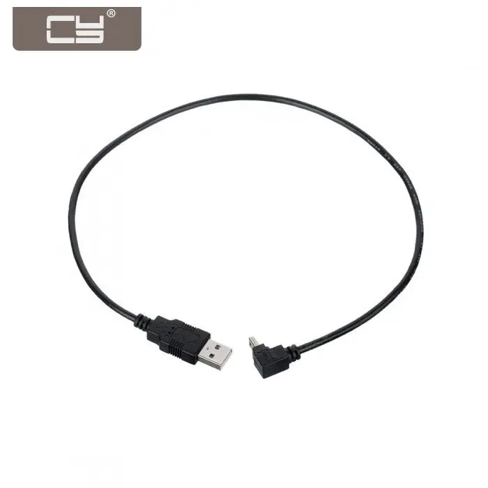 

CY Mini USB 2.0 B Type 5pin Male Down Angled 90 Degree to USB Male Data Cable 0.5M