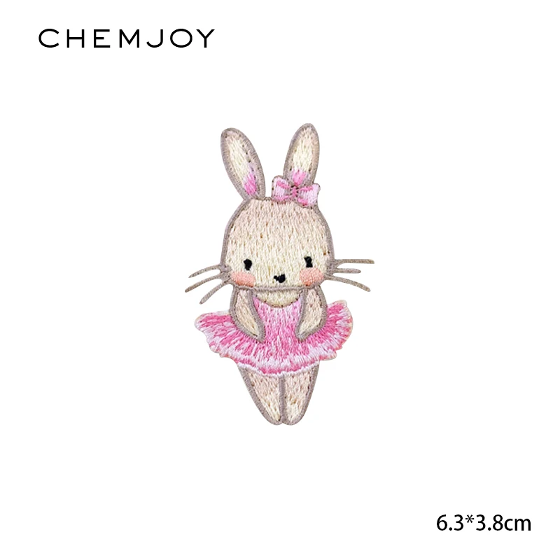 Embroideried Ballet Rabbit Iron on Patch for Clothing Sew Motif Applique Clothes Stickers Patches for T-shirt Jacket Decorations