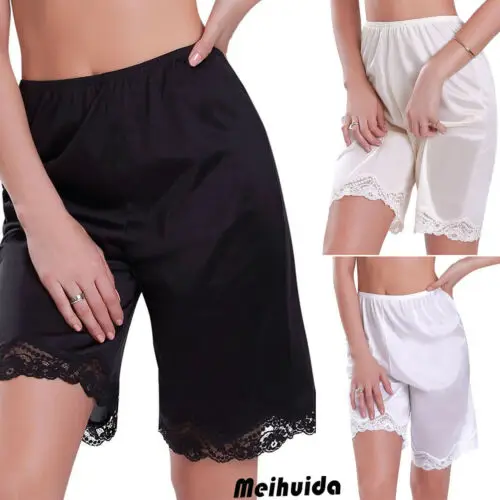 Mùa Hè Nữ Thoải Mái Cổ Ren Viền Satin Quần Short Đồ Ngủ Giấc Ngủ Ngắn Femme Chắc Chắn Ngủ Áo Nữ M ~ 3XL