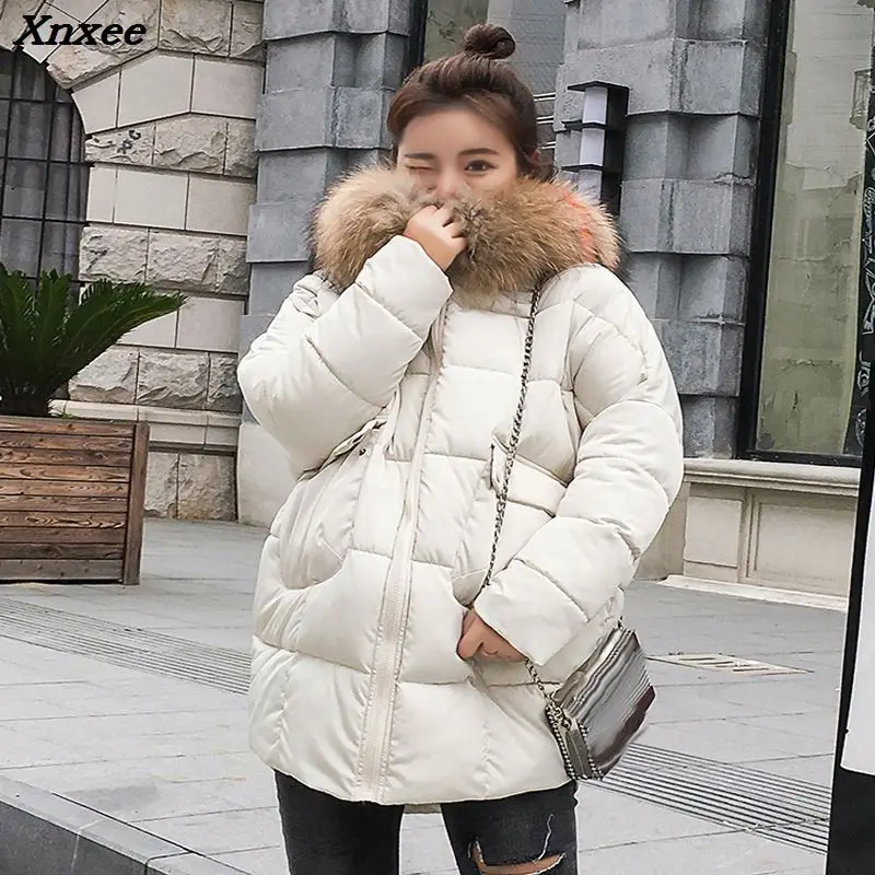 2018 New yellow Winter Jacket Women Parka Fake Fur Collar Down Wadded Female outerwear Cotton-Padded Jackets Women Winter Coat