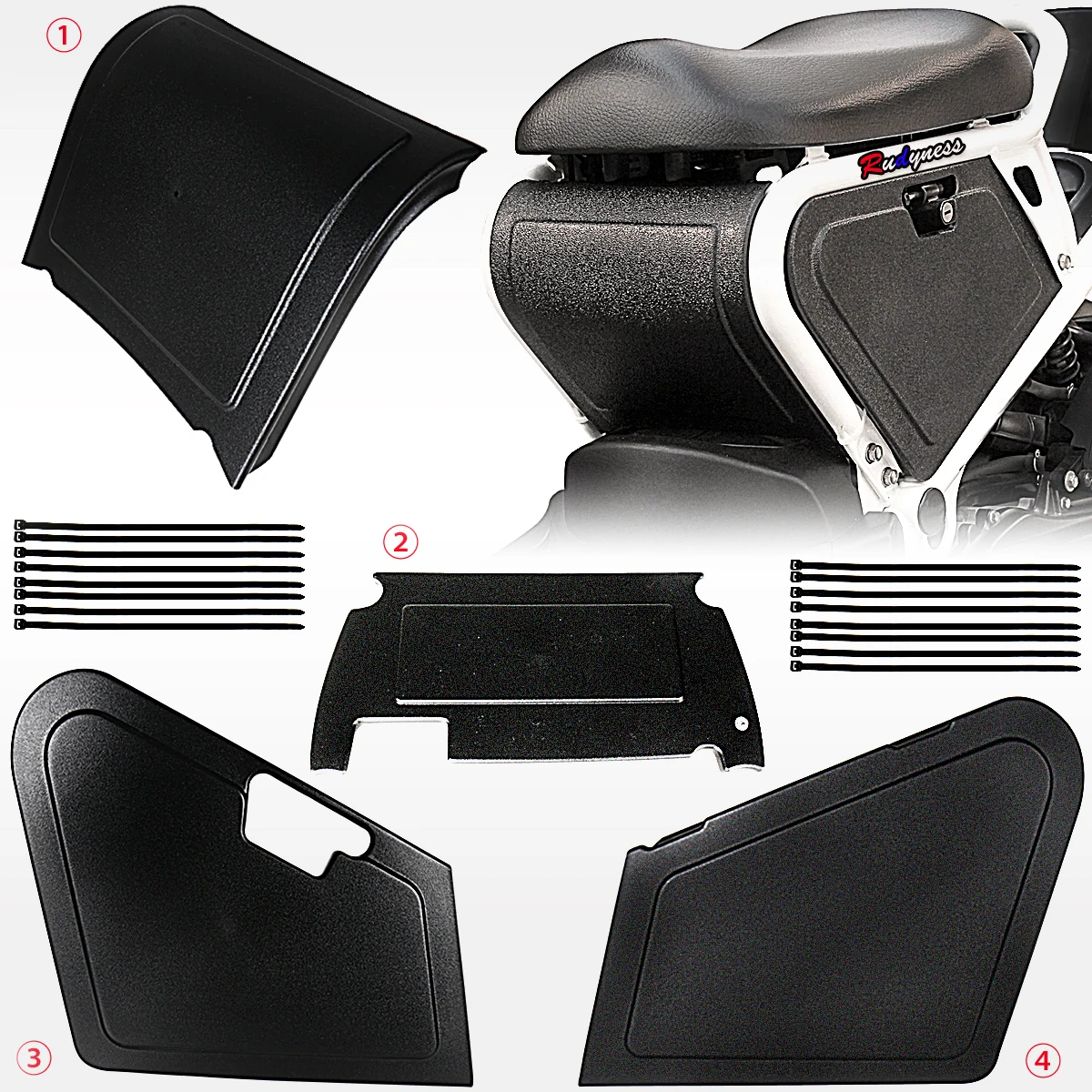Motorcycle Under Seat Storage Black Body Panels Fit Honda 1996-2018 Ruckus Zoomer 50 NPS50