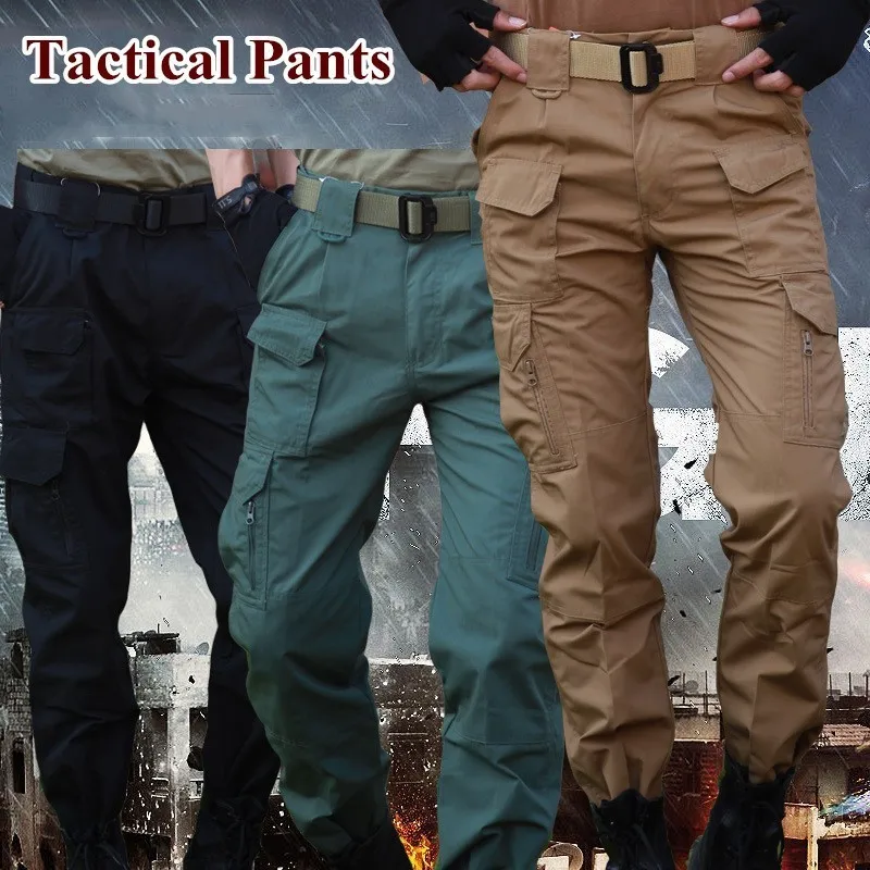 Fan Field  Training Cargo Pants Men Climbing Multi Pocket Trousers Outdoor Hiking Overalls