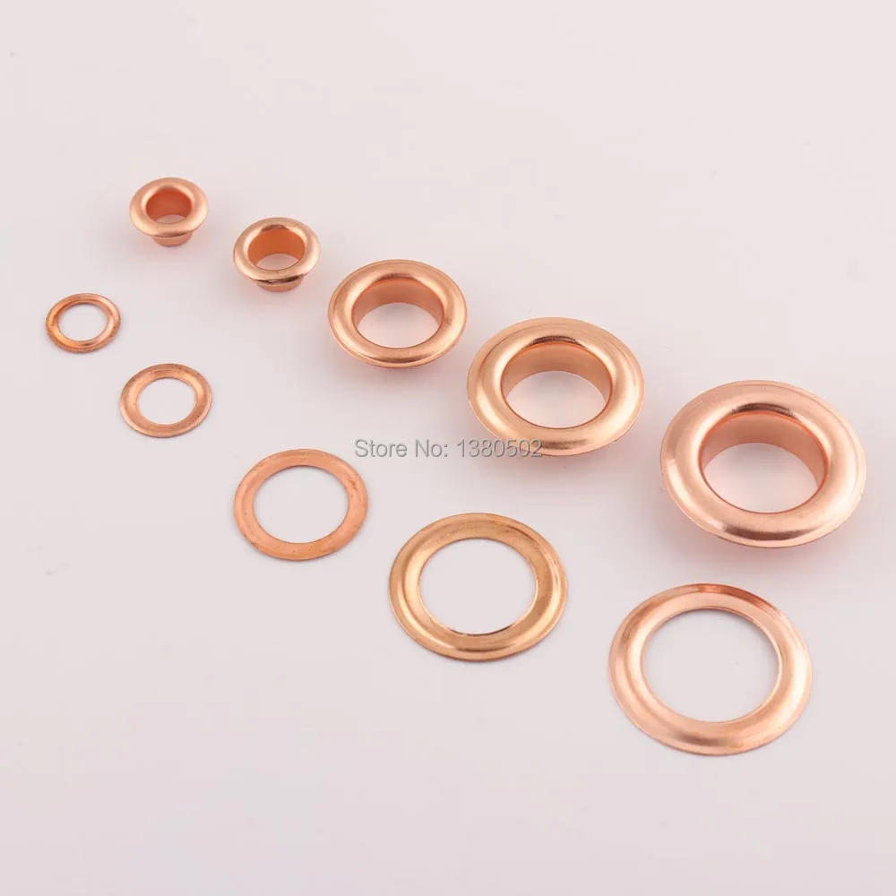 100pcs/lot 9/10/16/20/23mm outer diameter Rose gold color Eyelets with washer Grommets for bag garment accessories