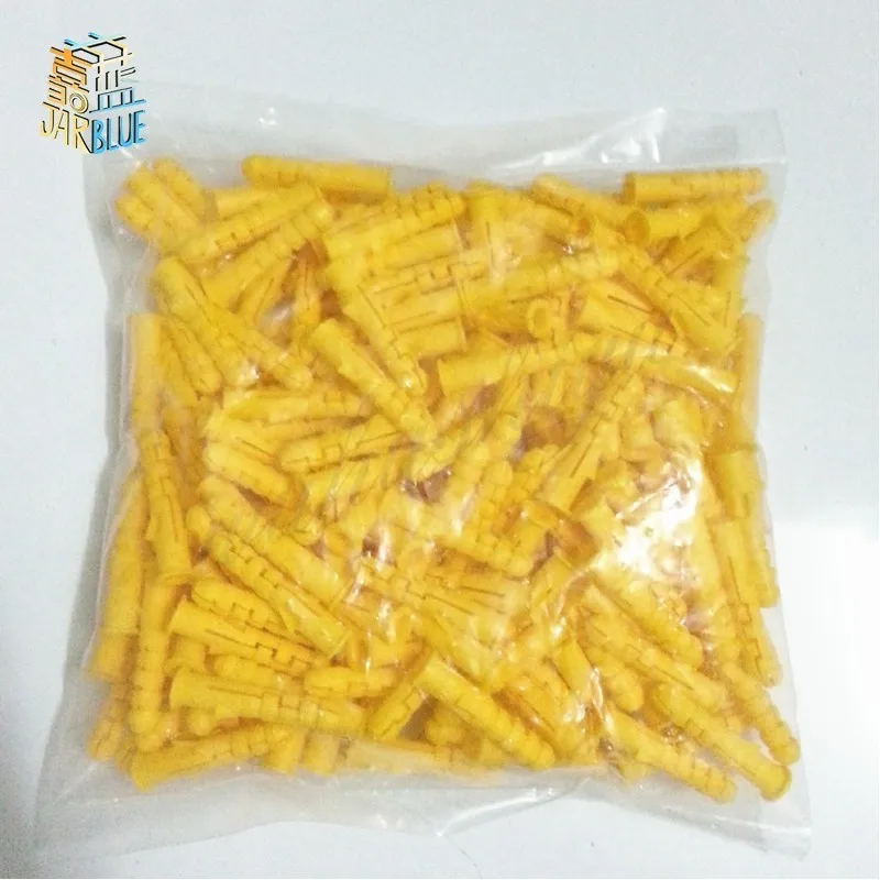 10-50pcs  M6 M8 M10 Yellow Ribbed Plastic Anchor Wall Plastic Expansion Pipe Tube Wall Plugs Drywal