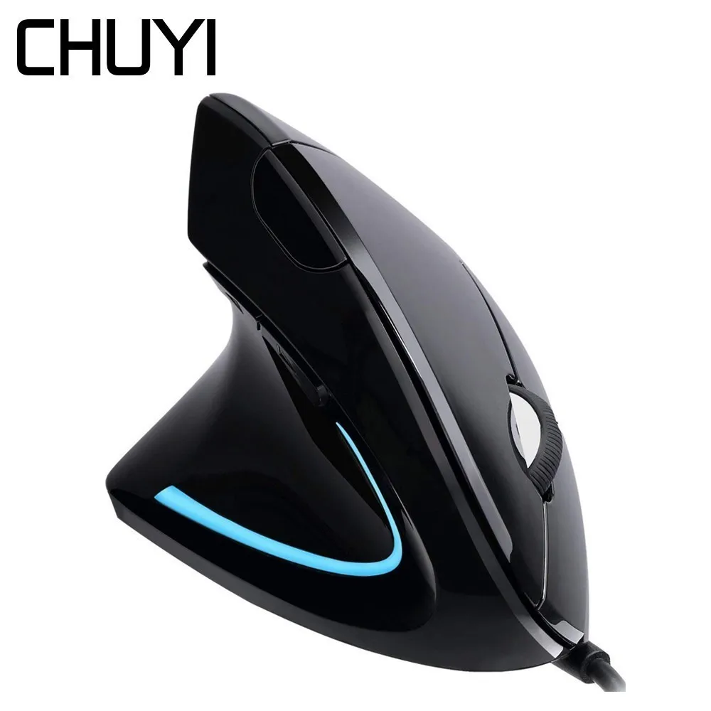 

CHUYI Wired Left Hand Mouse Vertical Ergonomic Design Gaming Mause 1600 DPI Optical Wrist Rest Gamer Mice With Mouse Pad For PC