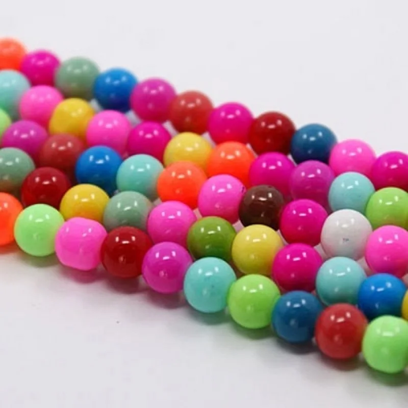 55pcs 8mm Paint Glass Beads Strands  Round Mixed Color Bracelet Beads for Jewelry Making