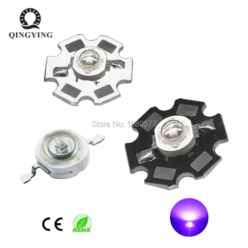 3W UV High Power LED Chip SMD Light Beads Ultra Violet 365nm 385nm 395nm 400nm 405nm 420nm For SpotLight Downlight Lamp Bulb