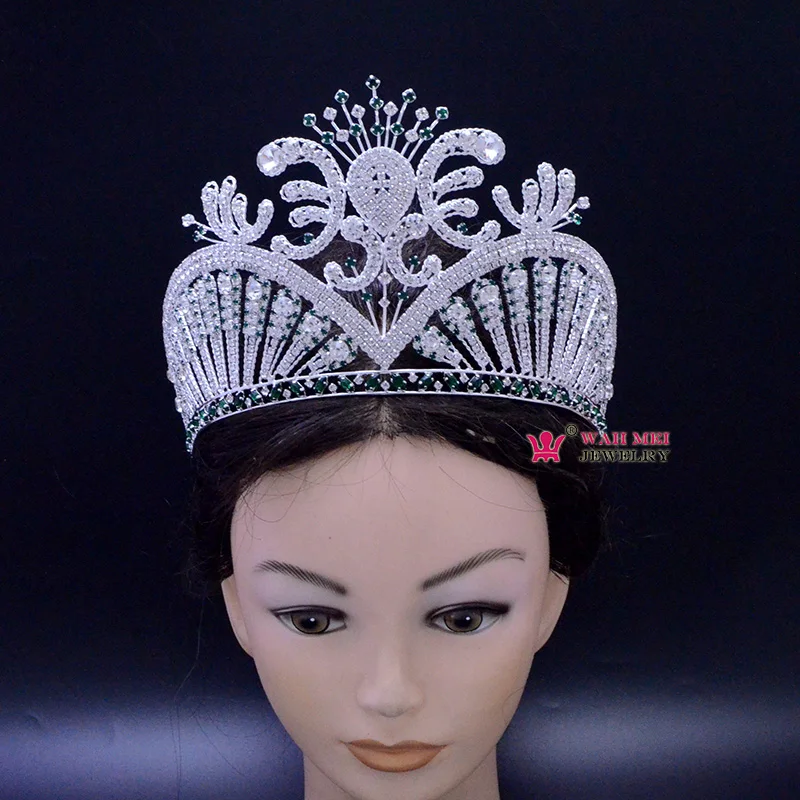 Imagem -06 - Miss Beauty Pageant Crown Tiara Verde Australiano Strass Cristal Feito à Mão Hairwear Ajustável Bandana Mo250 Alta Qualidade