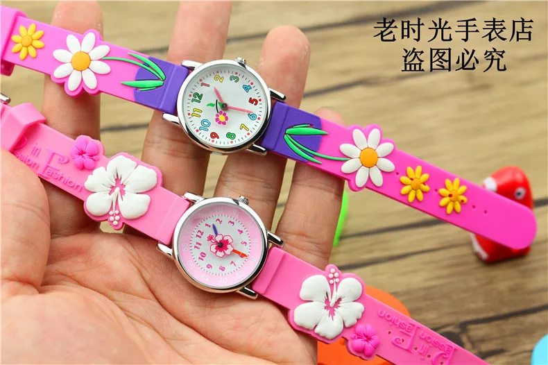 NAZEYT-reloj analógico de cuarzo para niños, accesorio de marca de lujo, con flores en 3D, de goma, resistente al agua, 2019