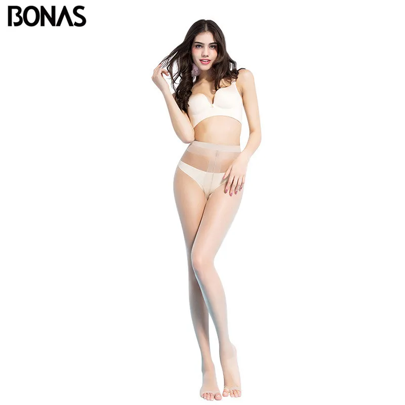 BONAS – collants Sexy en nylon pour femmes, bas d\'été à bout ouvert, transparent, Ultra-mince, sans couture