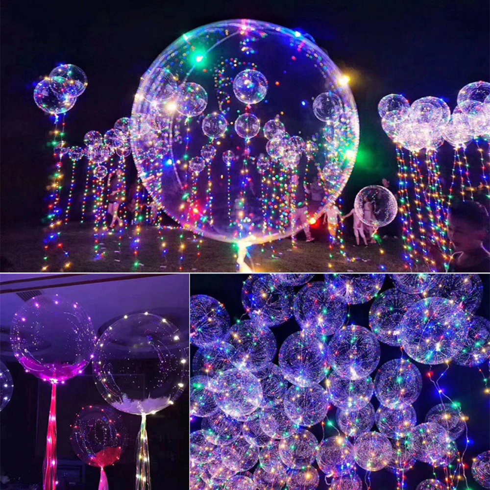 18inch Luminous Led Balloon Transparent Bubble Decoration Birthday Party Wedding Decor LED Balloons Christmas Bobo Ballons D25