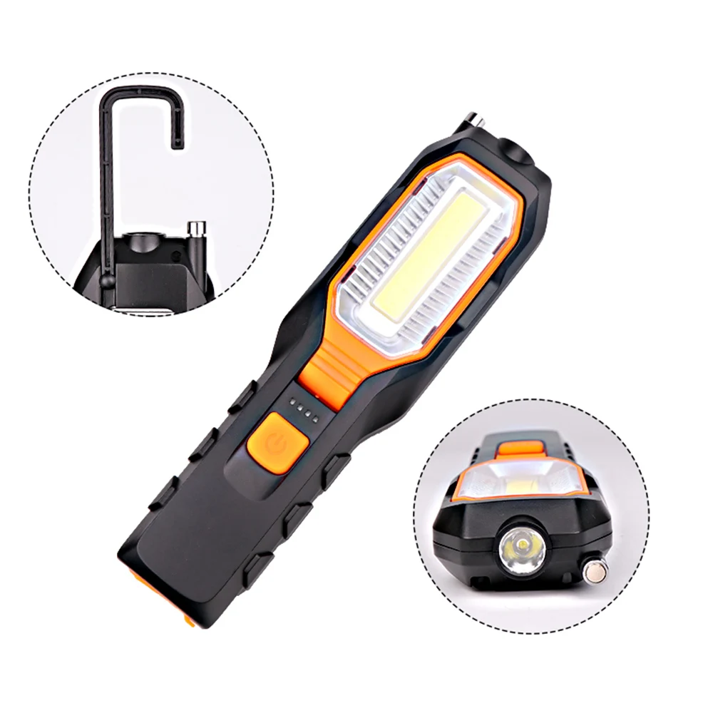 Enjoydeal-COB LED 작업등, USB 충전식 슈퍼 브라이트, 유연한 자기 검사 램프, 작업 램프, 후크 포함, 2 개