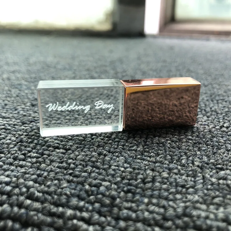 Custom Brand New Rose Gold "Trouwdag" Usb 2.0 Flash-geheugenstick Pen Drive