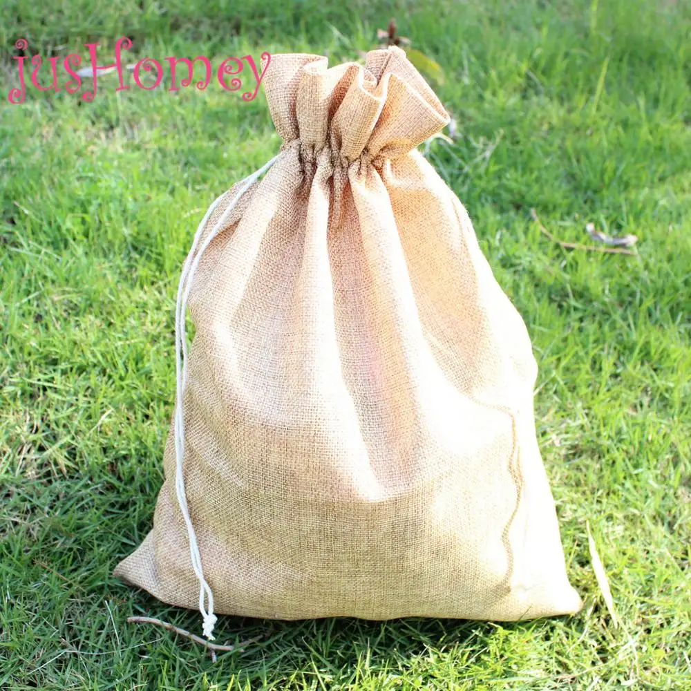 30x40 cm Big Size Blank Burlap Wedding Gift Bags Vintage Drawstring Party Favor Bags for Rustic Countryside Wedding Party