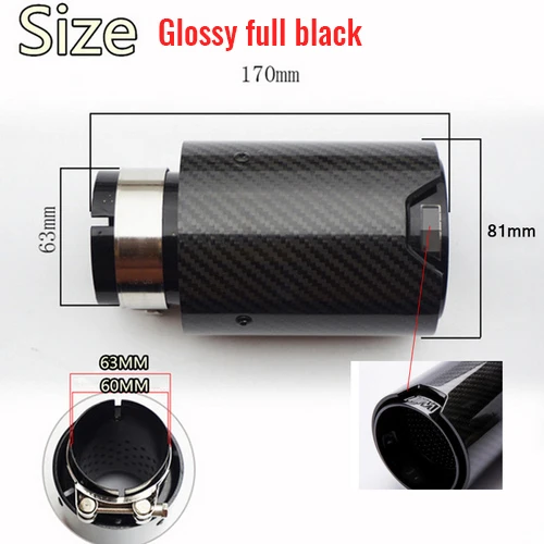 2.5'' in, 3.2'' out Car Carbon Fiber Exhaust End Tips Matte/Glossy Black for BMW 2 Pieces