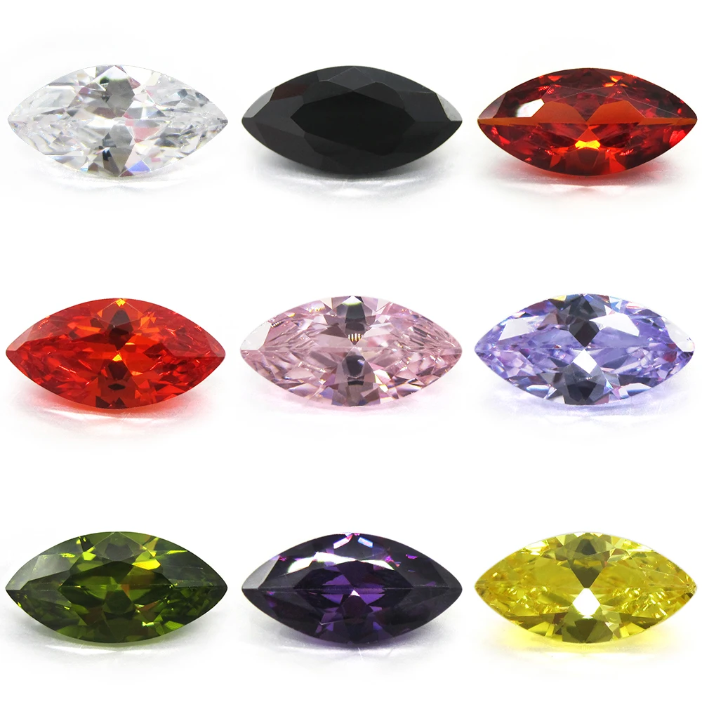White CZ Stones 5A Grade 1.5x3~4*8mm Marquise Cut Garnet, Black, Olive, Purple, Lavender, Pink Cubic Zirconia Stone For Jewelry