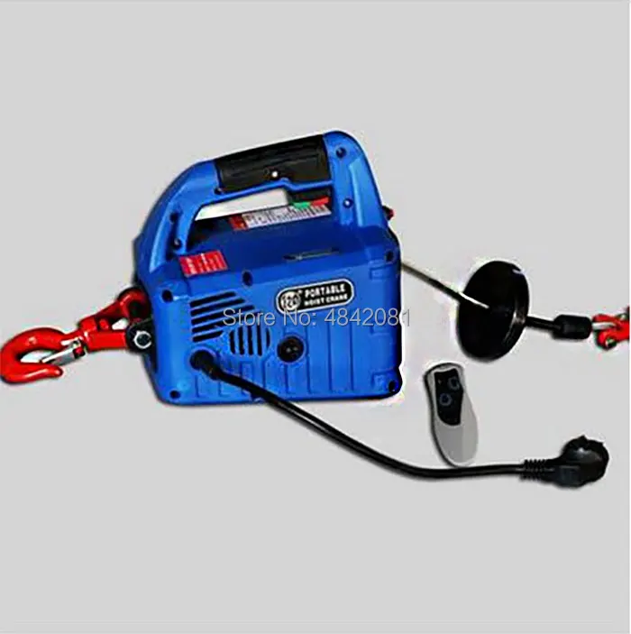 300KGS Portable Electric Hoist Winch Remote Control Traction Small Mini Crane 220V/110V