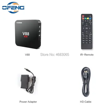 Chytrý TV box V88, čtyřjádrový procesor Rockchip 3229 (1,5 GHz), Android 7.1, 1 GB RAM 8 GB, 1080p, WiFi, HDMI, přehrávač médií 10 nejlepší prodej Chytrý televizní přijímač Rockchip RK3229 - №10