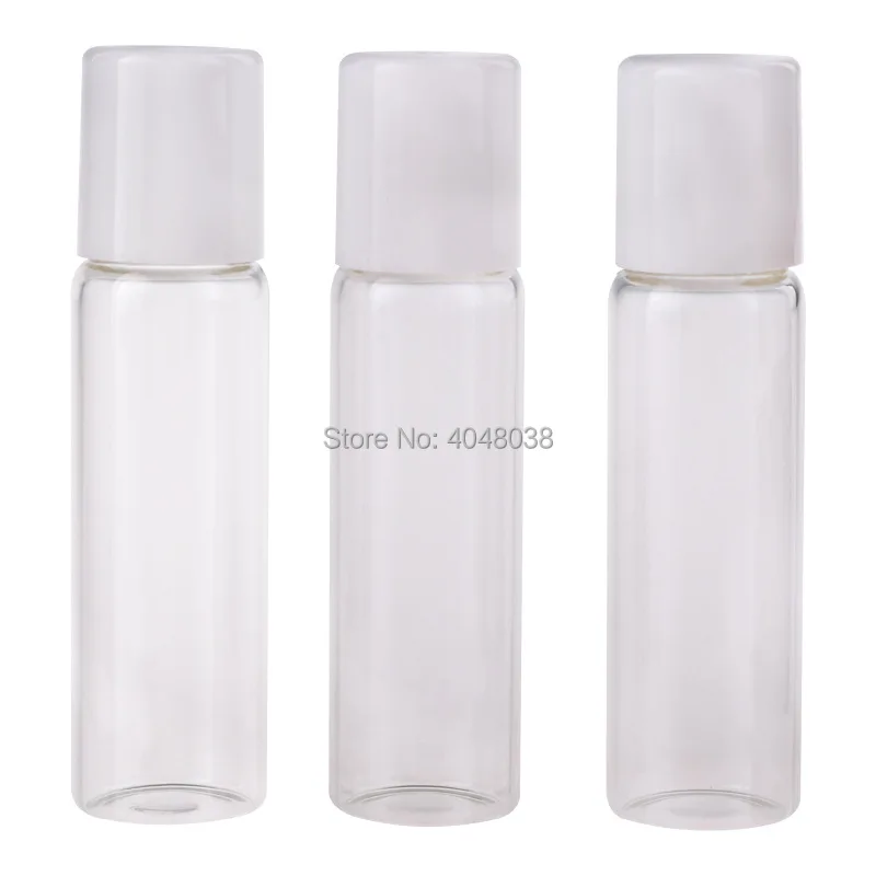 5ML Mini Essential Oil Roll On Bottle Glass Cosmetics Cream Vial Steel Glass Ball Smear Eye Cream Refillable Bottle 50/10pcs