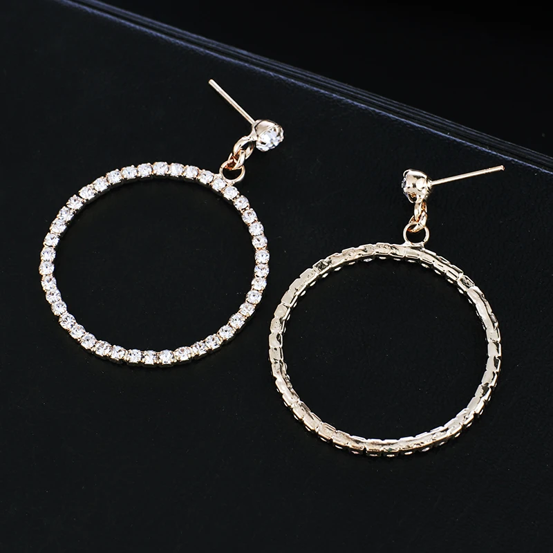 European Brand Rhinestone Earring Fashion  Round Bling Brincos Circle Earrings Elegant Women Party Jewelry E625