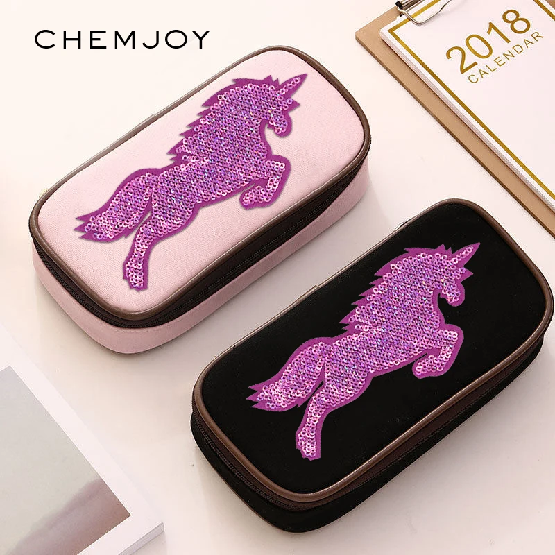 Unicorn Sequin Patch for Clothes Sew Applique for Jacket Iron on Pink Horse Patches for Clothing Cartoon Badge for Backpacks