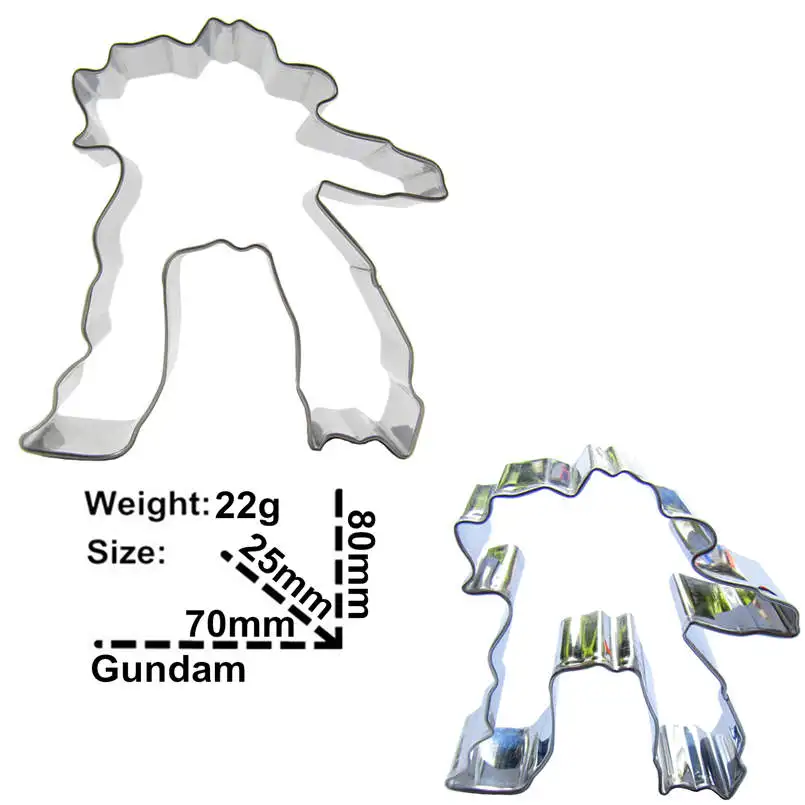 2 pcs Gundam Robot Cookie cutter biscuit embossing machine Pastry candy Stainless steel baking molds Cake decorate kitchen Tools