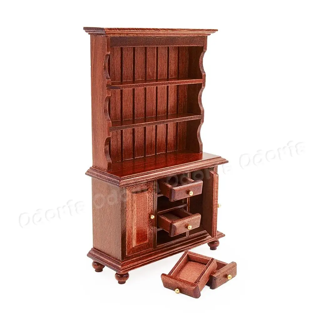 Odoria 1:12 Miniature Kitchen Cupboard with Working Drawer Wood Cabinet Closet Furniture Dollhouse Accessories Doll House Decor