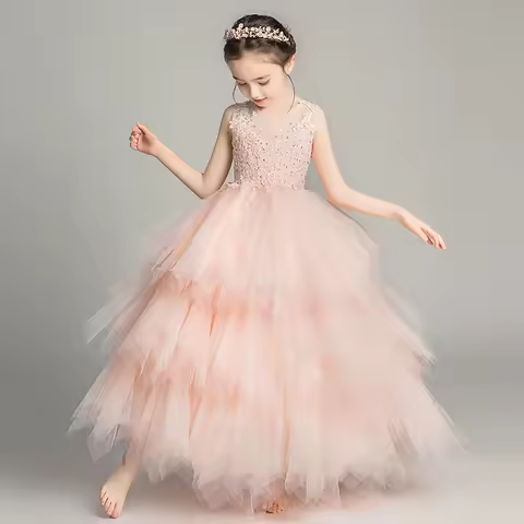 Girls Eleghant Wedding Princess Dress Kids Evening Prom Dresses Bridemaid Ball Gown Party Clothing Carnival Costume