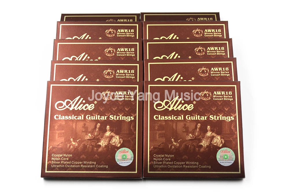 

10 Sets Alice AWR18 Classical Guitar Strings Crystal Nylon Silver-Plated Copper Winding Ultrathin Oxidation Resistant 1st-6th