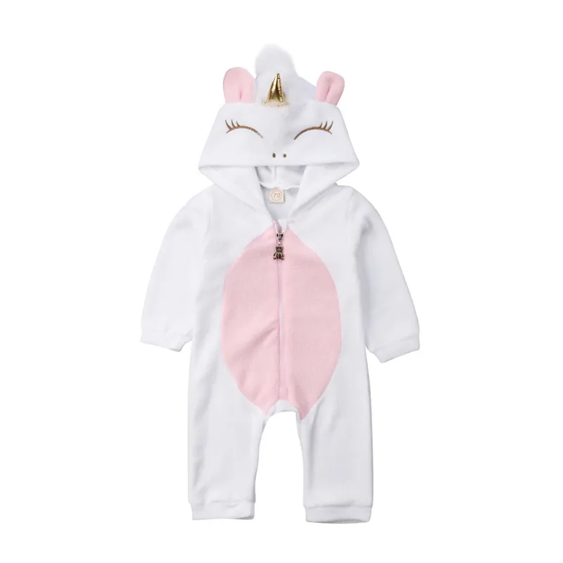 Baby Cloth Children\'s Three Dimensional Wings Bodysuit Newborn Kid Baby Girl Unicorn Flannel Jumpsuit Outfit Warm Clothes Winter