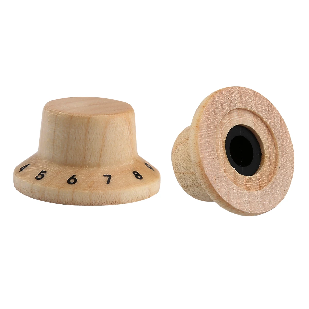 Dopro 2pcs/4pcs Wood Knobs ST Bell Knobs Wood Control Knobs Guitar Bass Top Hat Knobs with Numbers Maple/Rose/Zebra Wood