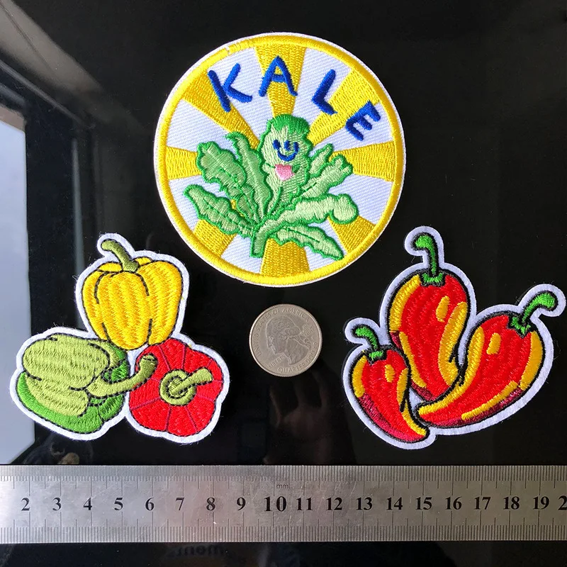 PGY Fruits And Vegetables Patchwork Patch Embroidered Patches For Clothing Embroidery Iron On For Close Shoes Bags Badges