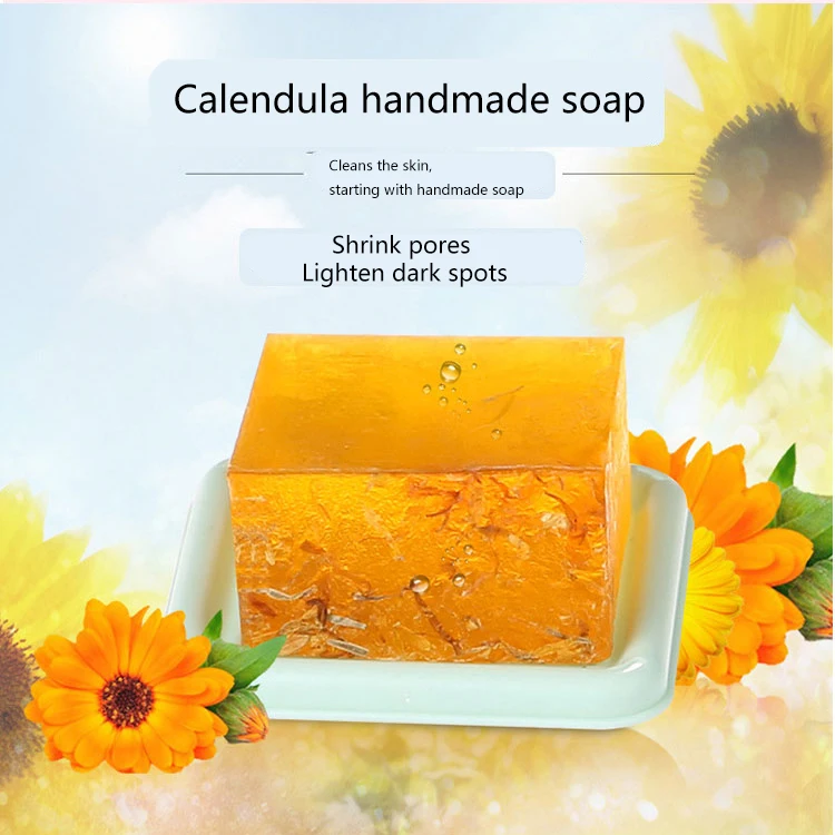 Calendula handmade soap 100g  skin lightening soap  natural soap  soap making  flower soap  oil and acne skin essence