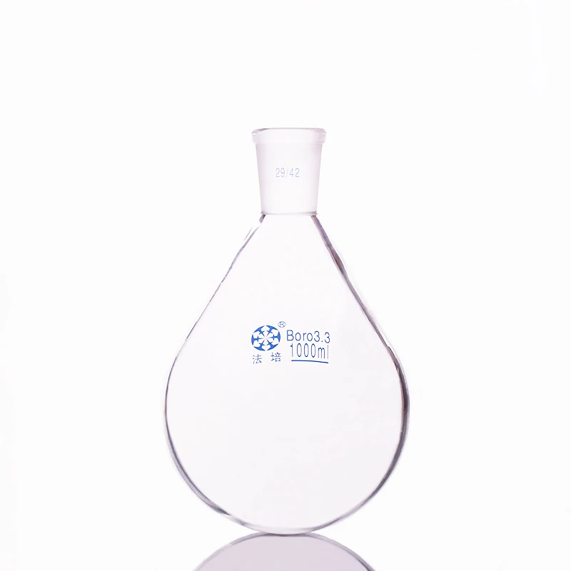 

Flask eggplant shape,short neck standard grinding mouth,Capacity 1000ml and joint 29/42,Eggplant-shaped flask