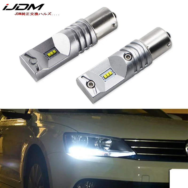 

iJDM 6000K White Canbus No Error BA15S LED 1156 P21W LED Bulb For Volkswagen MK6 Daytime Running Lights 12V