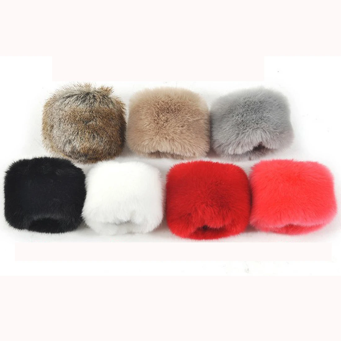 Fashion Winter Warm Faux Fur Arm Warmers Women Solid Faux Fur Elastic Wrist Slap On Cuffs Arm Warmer Plush Elegant Arm Warmers