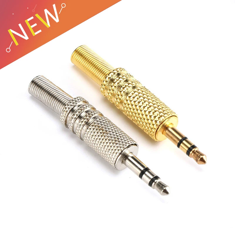 5pcs 3.5 jack 3Poles Plug Connector Stereo Metal 3.5 Plug & Jack Adapter With Spring Solder Wire Terminals