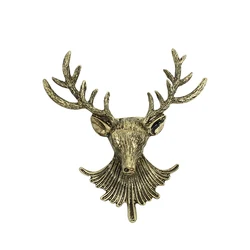 Vintage Deer Antlers Head Brooch Jewelry Unisex Alloy Bronze Animal Pins Brooches For Men Women Christmas Xmas Gifts Brooches