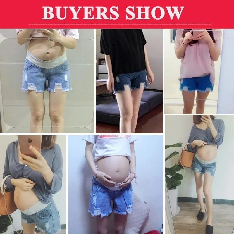 Woman Denim Shorts Maternity Clothes Sexy Summer Trousers Pregnant Woman Hole Elastic Waist Short Jeans Premama Leggings Panties