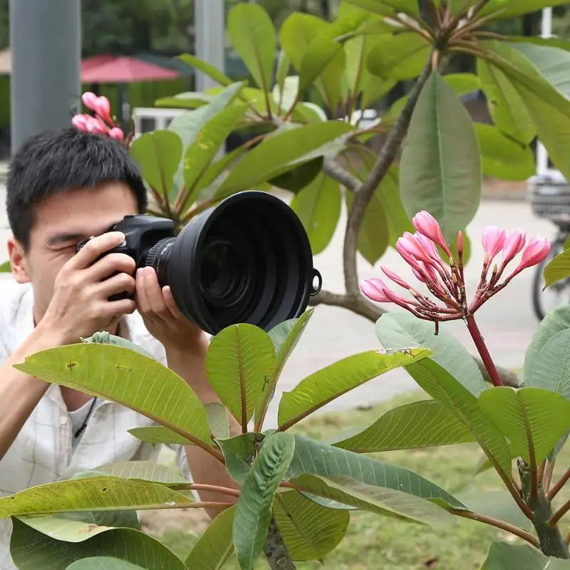 Lens Hood Reflection-free Collapsible Silicone Lens Cover Anti-glass Lens Hood for Camera Mobile Phone Images Videos Lens Hood