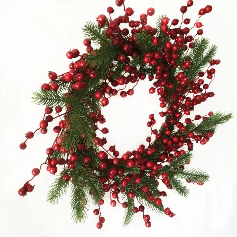 1 Pc/lot Christmas Decor 20 Inch Fir Branches Large Mixed Berry Wreath