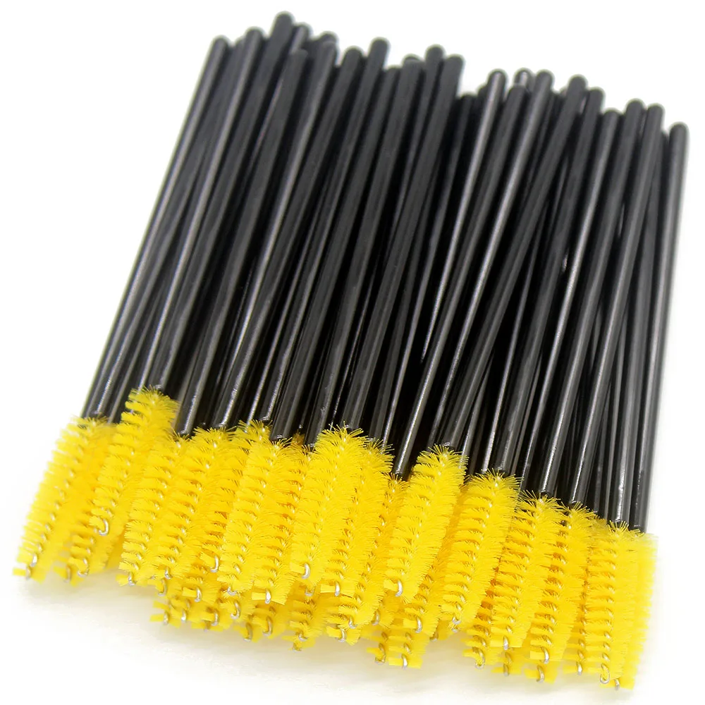 Kimcci 50Pcs 일회용 속눈썹 브러쉬 눈썹 브러쉬 마스카라 완드 애플리케이터 스풀러 눈 속눈썹 화장품 세트 섬모 메이크업 도구