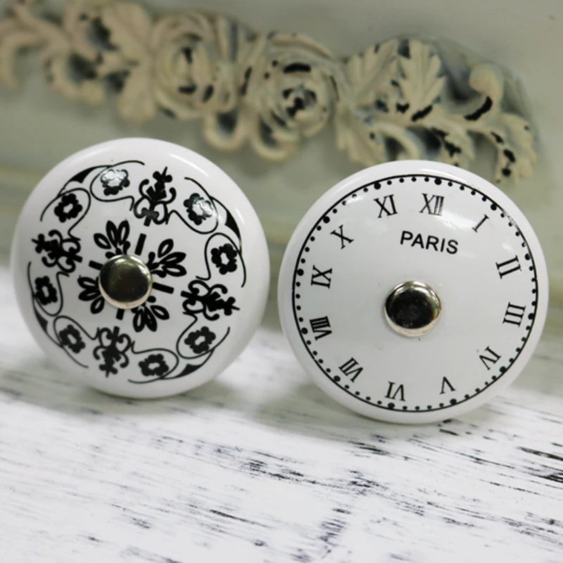 

2pcs One Piece 38mm French Paris clock Design cabinet knob door handles furniture Dresser drawer handle