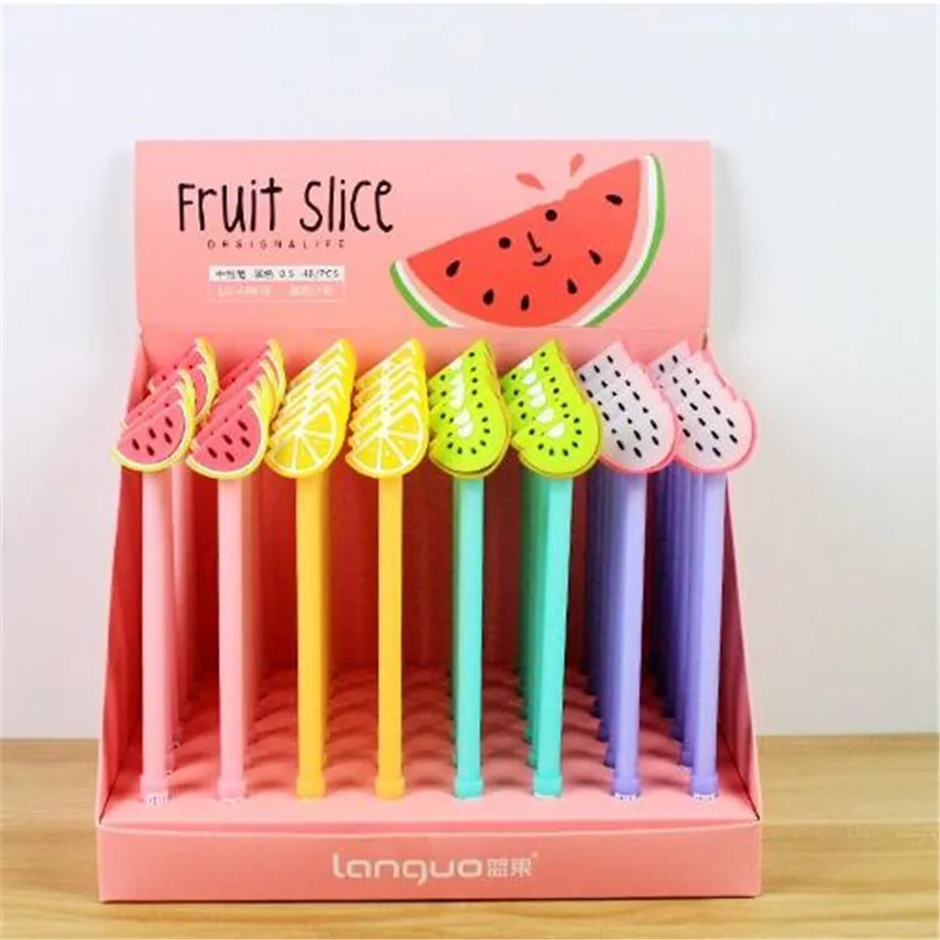 

48 pcs Gel Pens Creative Fruit black colored kawaii gift gel-ink pens pens for writing Cute stationery office school supplies