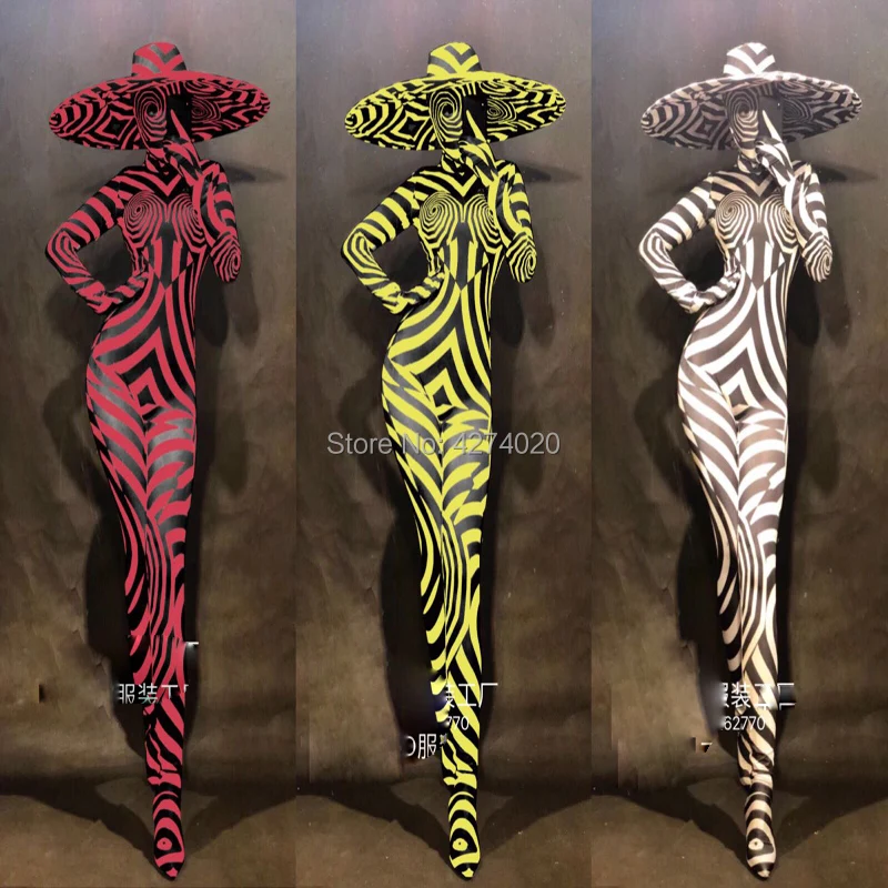 Sexy Ballroom dance costumes women stage show wears dj singer zebra outfit pole dance jumpsuit party bodysuit disco performance