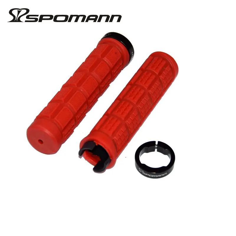 SPOMANN downhill bike handlebar locked grip bicycle grip alloy TPR handlebar end plugs MTB bike parts 5 colors Newest